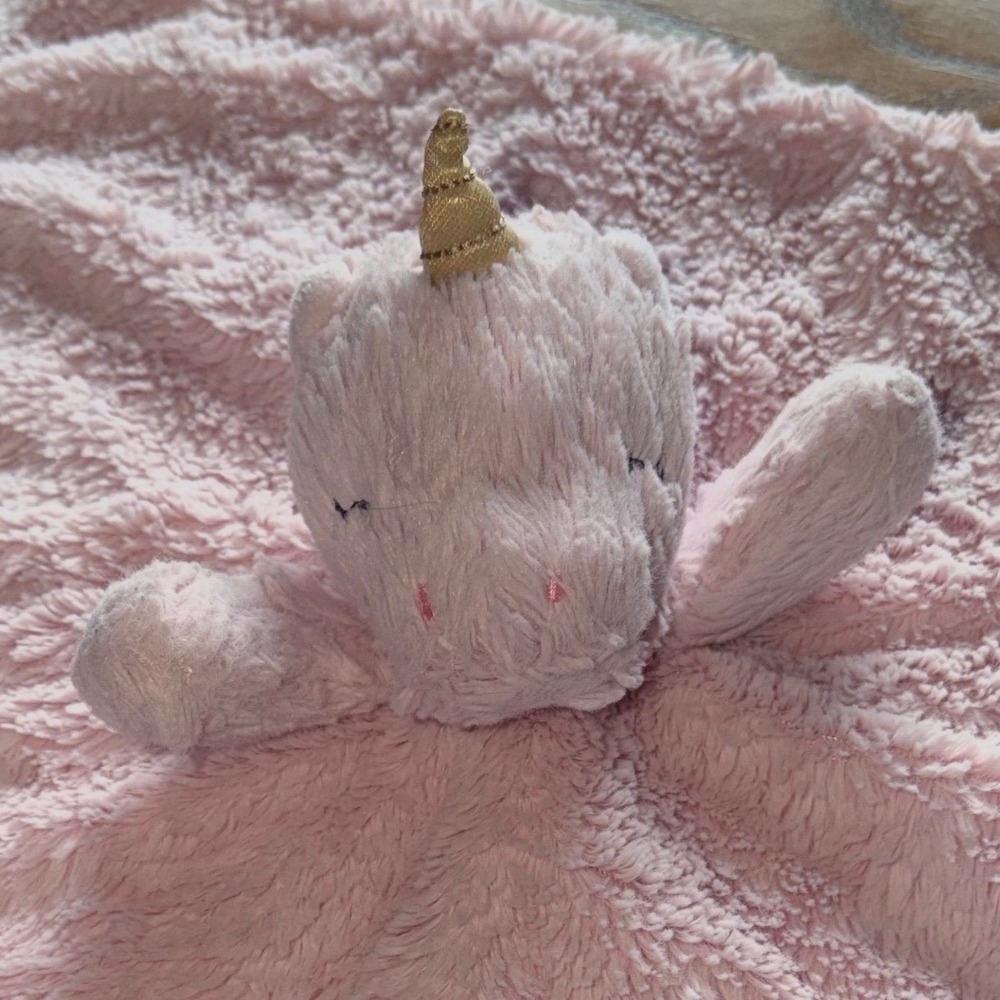 Kellytoy Pink Unicorn Rattle Baby Girl Lovey Secuirty Blanket‎ Soft Cozy Cuddle